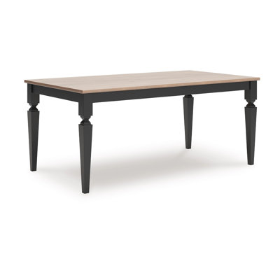 Seci Dining Table, 72 Inch Rectangular Gray Brown Top, Black Wood Legs