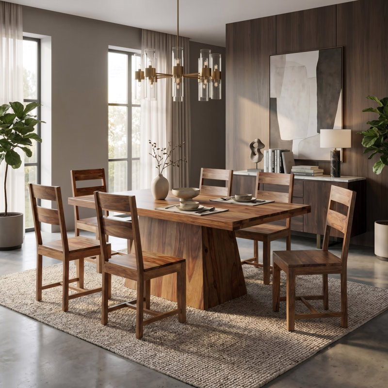 Haleh Solid Wood Dining Table, Natural