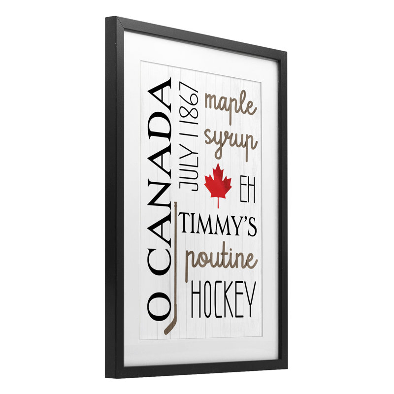 Reproduction sous verre encadrée Canada loisirs et histoire, design par Lil 'Rue, H 20 po x l 14 po, Cadre noir minuit