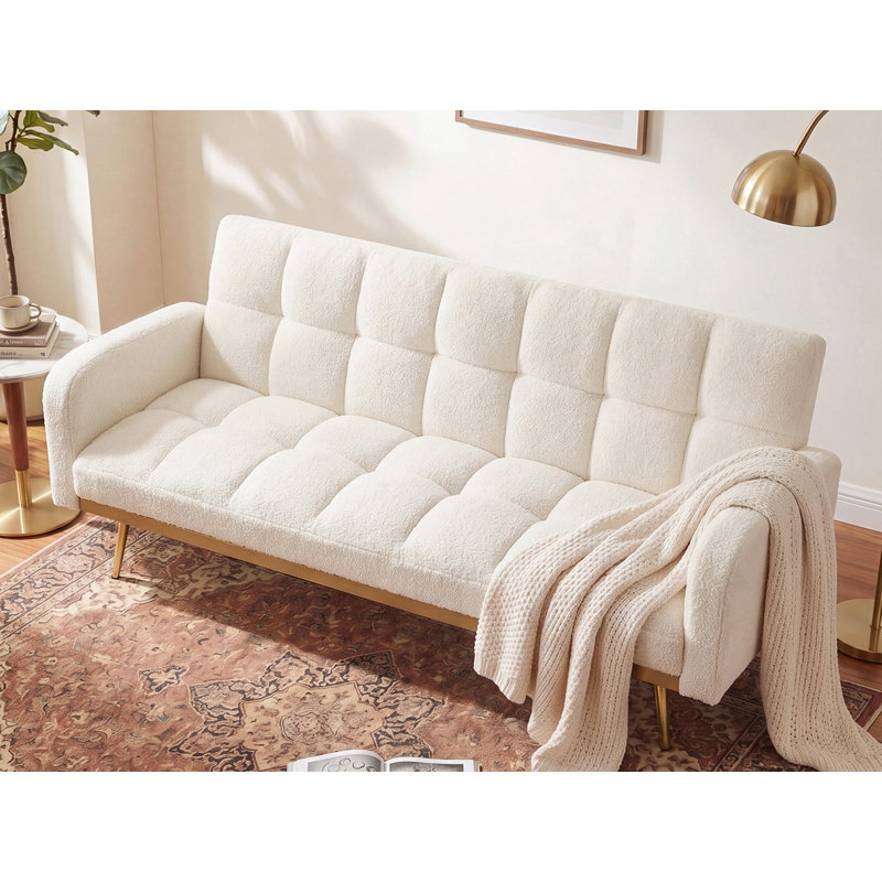 Canapé convertible 69 po à accoudoirs carrés Teddys, Beige