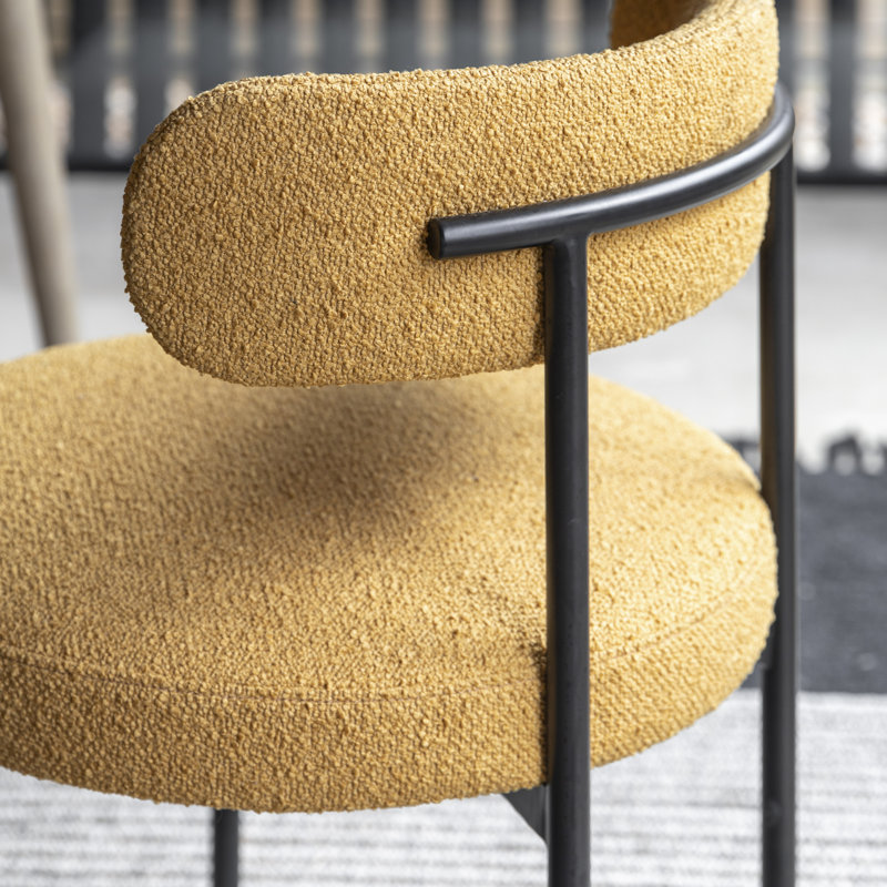 Antwanisha Boucle Upholstered Dining Chair, Yellow