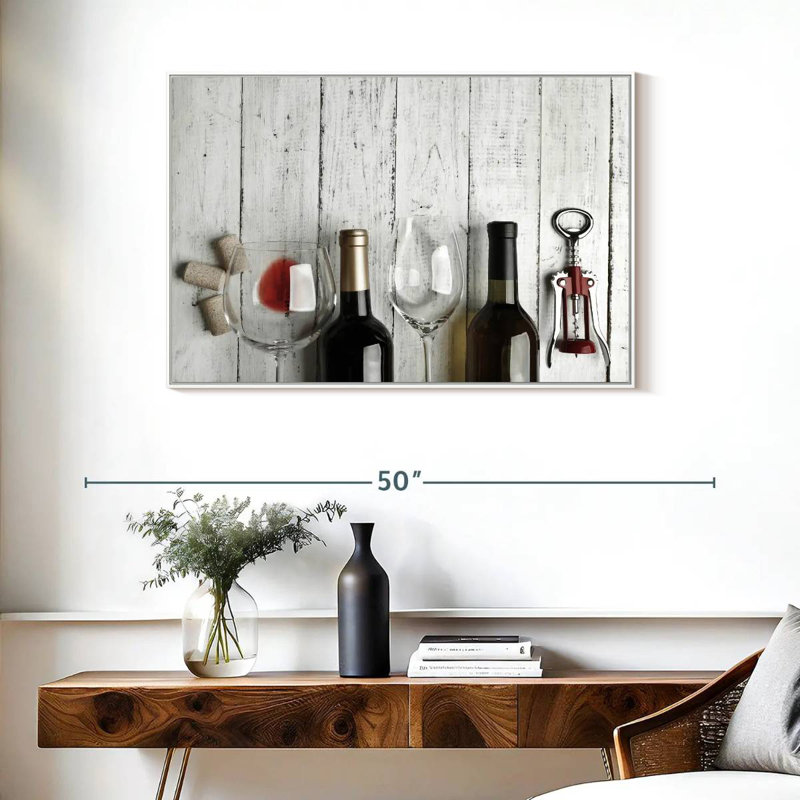 Dégustation de vin, Cadre flottant blanc, 37 po x 25 po