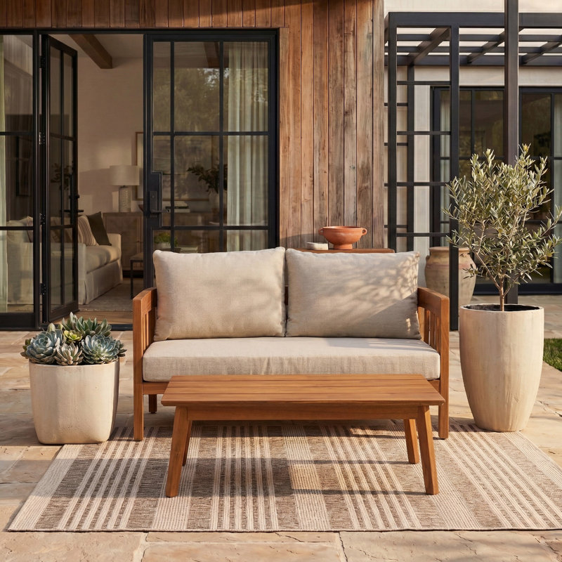 Dasmon Patio Bench + Table, Natural/Tuape