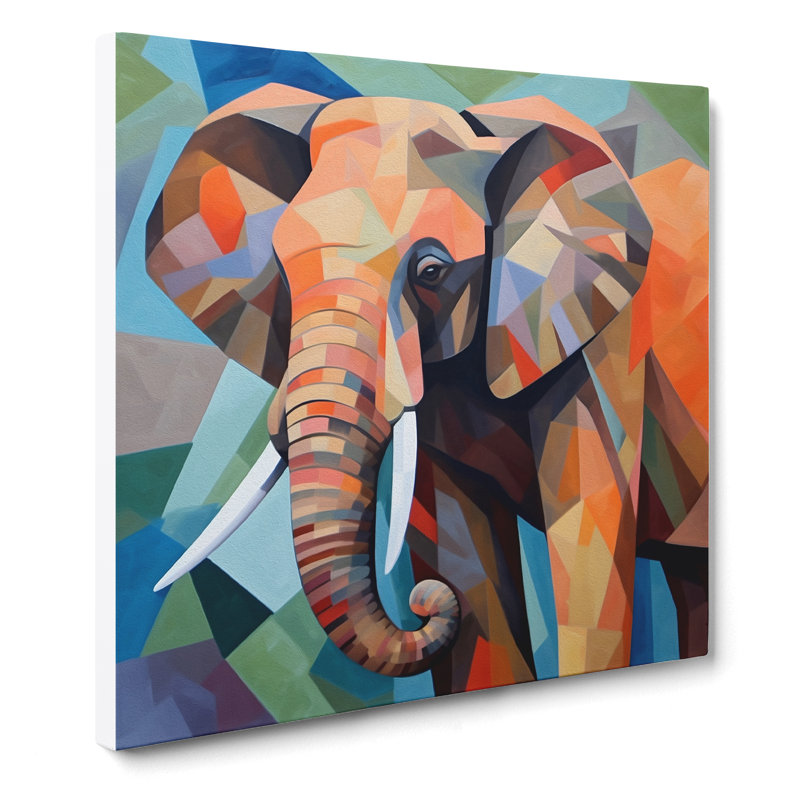 Elephant Cubism No.2 - Wrapped Canvas, 35cm H x 35cm W x 3cm D