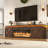 82.67" Farmhouse Tv Stand With Electric Fireplace, Barn Door Entertainment Center With Adjustable Shelves & Led Accent Lighting-587344516
