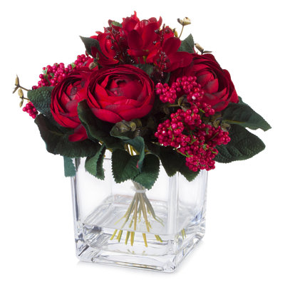 Centre de table en soie Renoncule dans un vase