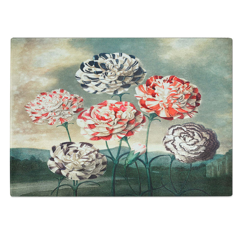 Glass Group of Carnations by R.J. Thornton Chopping Board, 39 cm W x 28.5 cm L