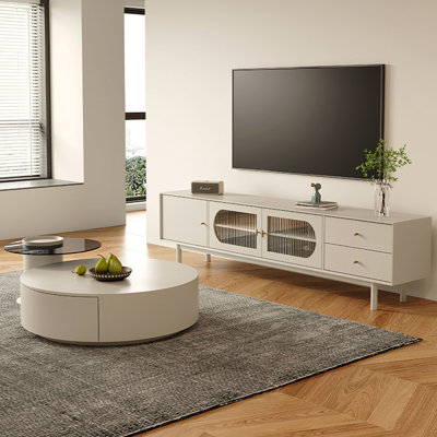 Meuble télé et table basse de style crème