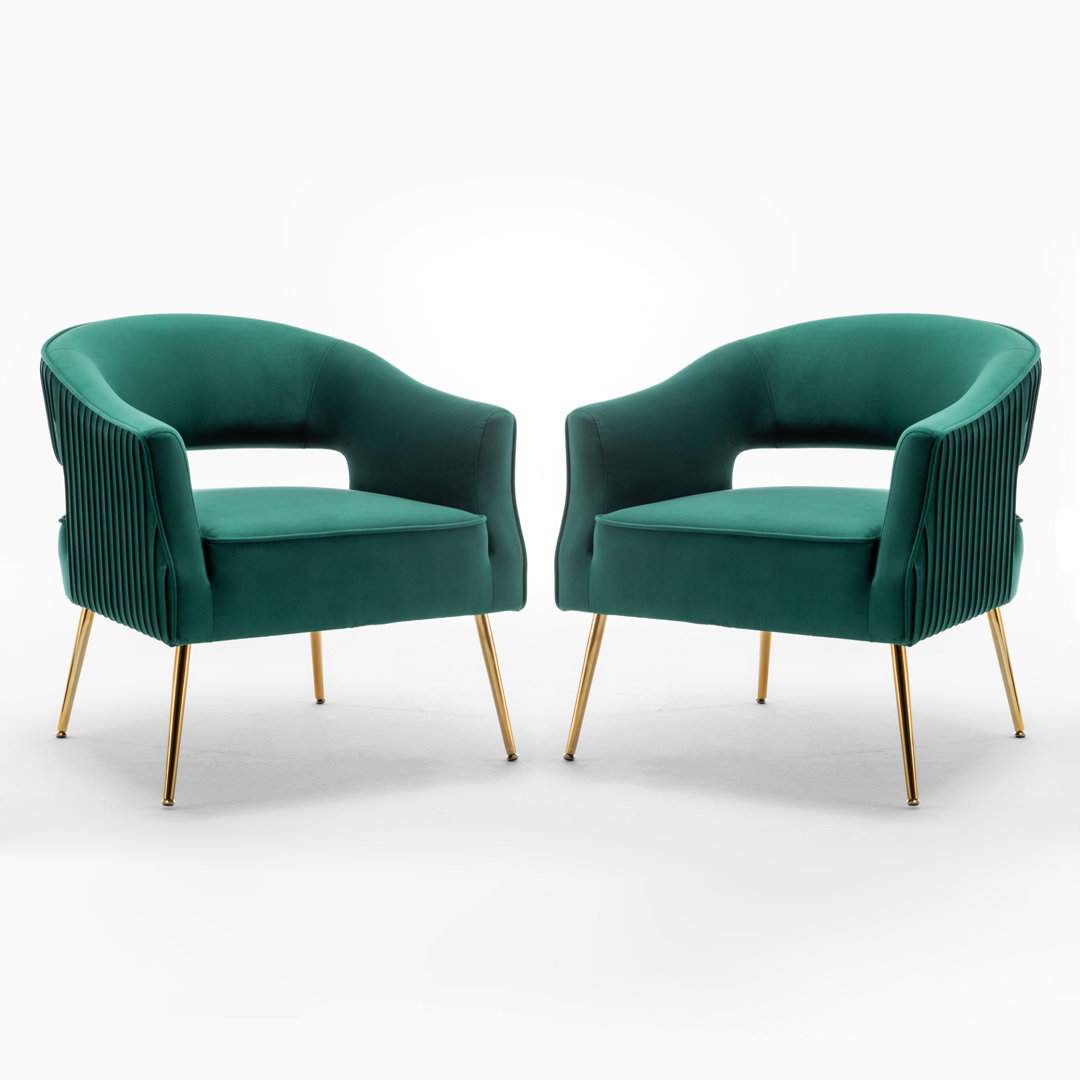 Chynna Velvet Armchair (Set of 2) Everly Quinn Upholstery 