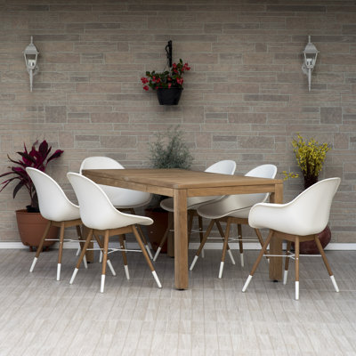 Shick 6 - Person Teak Wood Patio Dining Set with Rectangular Table