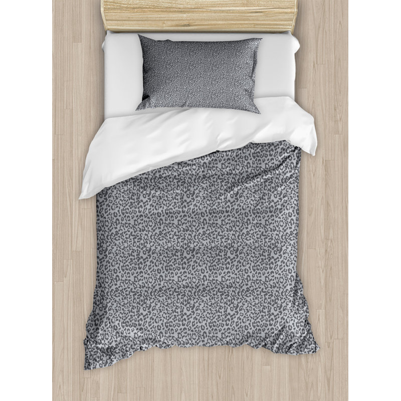 Twin Charcoal Grey Animal Print Duvet Cover Set