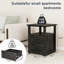 Table de chevet de 18 pouces de largeur avec station de charge, table d'appoint avec tablette ouverte, commode en bois à 2 tiroirs, table de bout pour la chambre à coucher et le salon-351204672-351116748