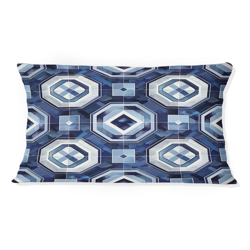 Coussin bleu et blanc octogonal moderne