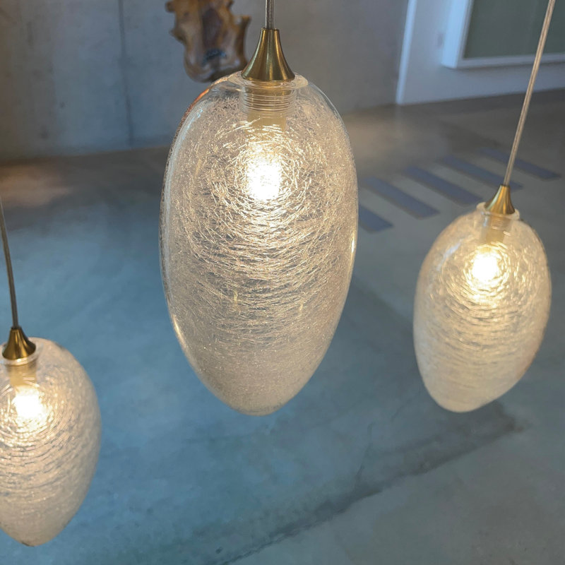 Luminaire suspendu géométrique à 3 lumières Mist, Nickel satiné