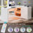 55.12'' W L-Shaped Desk with LED Light and 3 Drawers