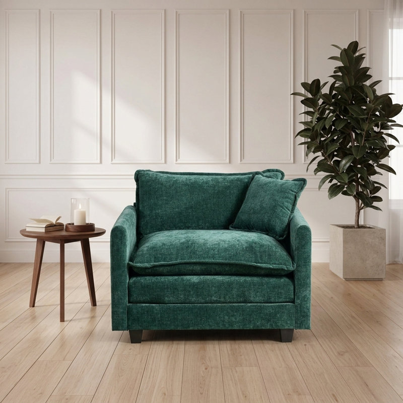 Canapé à une place avec nuage modulaire moderne avec dossier ergonomique et coussin double couche, Vert