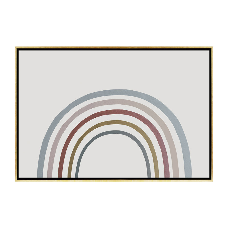Décoration murale aquarelle arc-en-ciel pour enfants, H 40 po x l 60 po x 1,5 po, Toile encadrée d'or