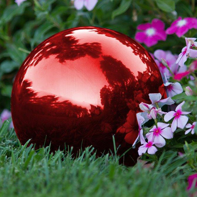 Red 10" Stainless Steel Mirror Gazing Ball for Garden