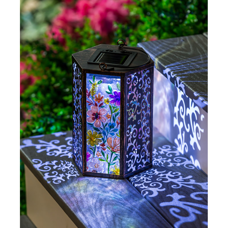 8.27'' Solar Powered Integrated LED Cylinder Lantern