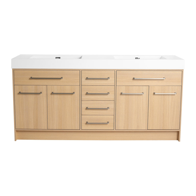 Meuble-lavabo autoportant avec lavabo double en résine