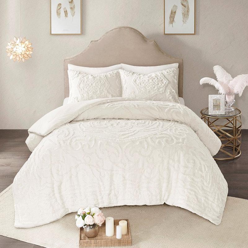 Édredon simple / simple TG - ensemble de literie douillette 100% coton chenille toutes saisons 2 pièces Global and Fluffy