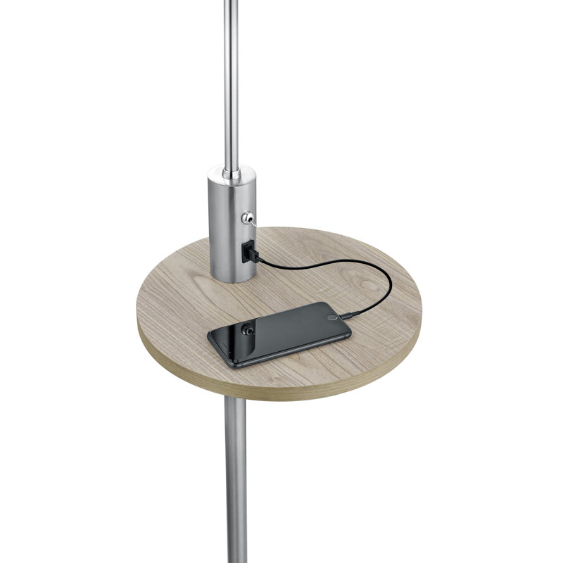 Funches 160cm Novelty Floor Lamp with USB, Matte Nickel