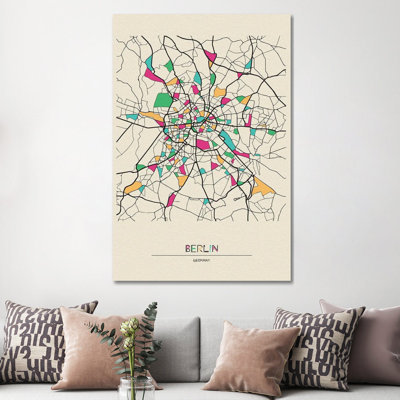 Berlin, Germany Map by Ayse Deniz Akerman - Wrapped Canvas Gallery-Wrapped Canvas Giclée