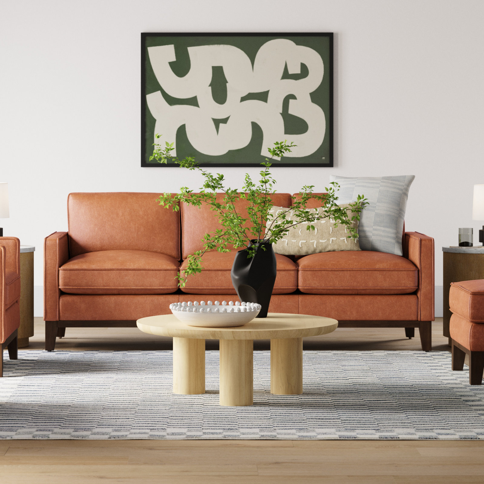 Cascades 85'' Upholstered Sofa, Chestnut Genuine Leather