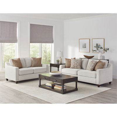 Beige 2-Piece Track Arm Living Room Set