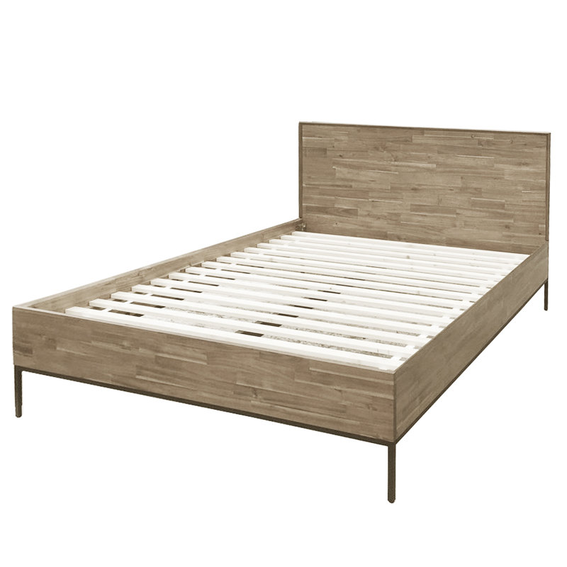 Varela Queen Steel Legs Platform Bed, Drifted Sand