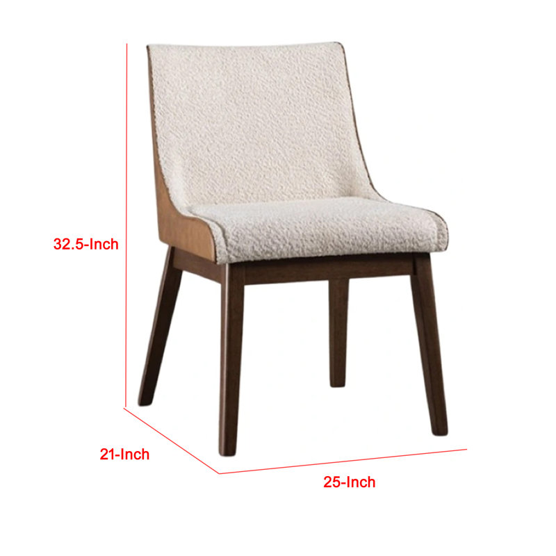 Ensemble de 2 chaises de salle à manger Iken Side, dossier à panneau courbé, bois, beige