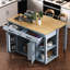 Îlot de cuisine 47 po avec table de salle à manger extensible, table de cuisine en placage de bois d'hévéa avec support de rangement interne, prise de courant, îlot de cuisine avec rangement 2 tiroirs et 2 armoires-1432097475