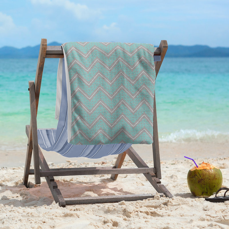 Serviette de plage Stephenie, Bleu sarcelle / gris