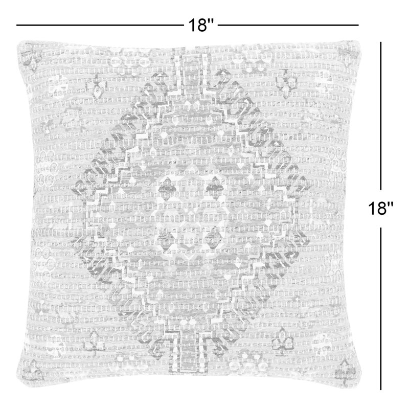 Vince Cotton Blend/Jute/Polyester/Polyester Blend Throw Square Pillow, Polyester/Polyfill