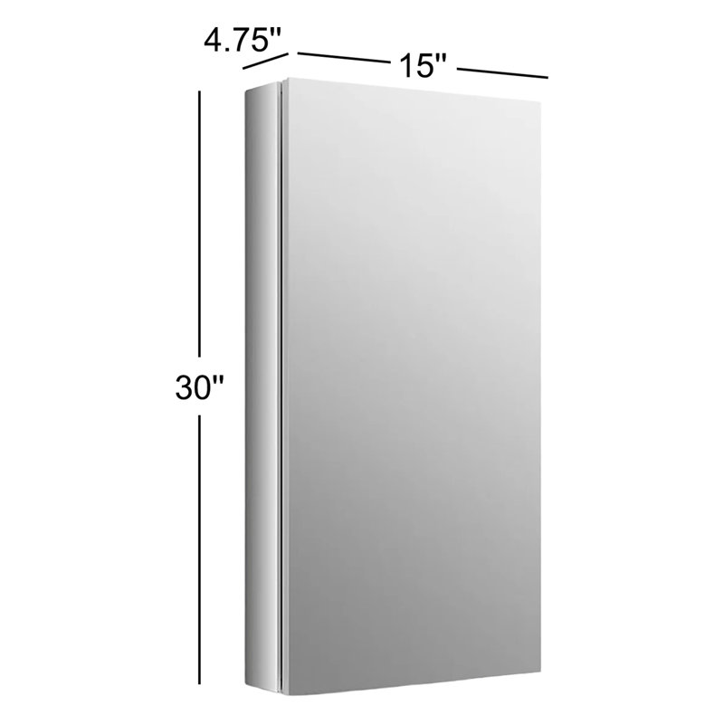 Verdera® 15" W x 30" H Aluminum Medicine Cabinet, 30" H x 15" W x 4.75" D