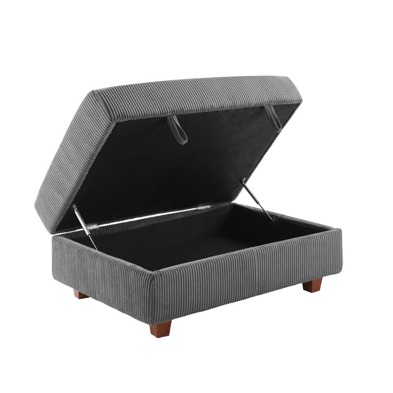 41" Wide Upholstered Ottoman With Storage For Living Room, Gray