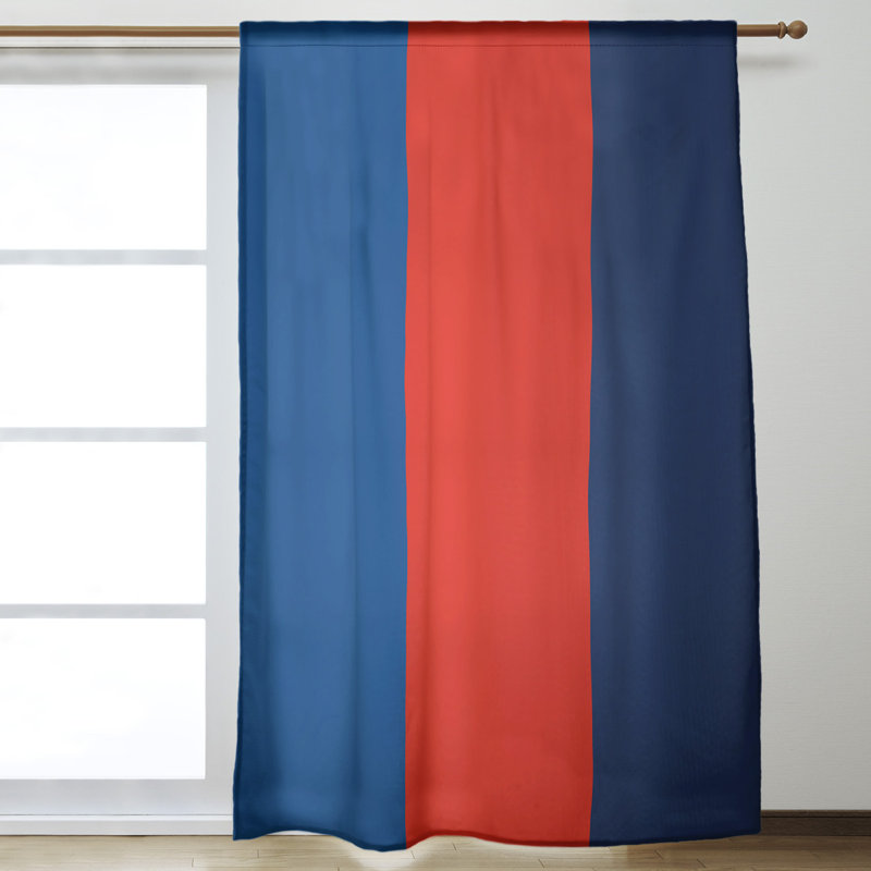 Striped Room Darkening Rod Pocket Single Curtain Panel, Pittsburgh Baseball Royal Blue/Red/Navy Blue