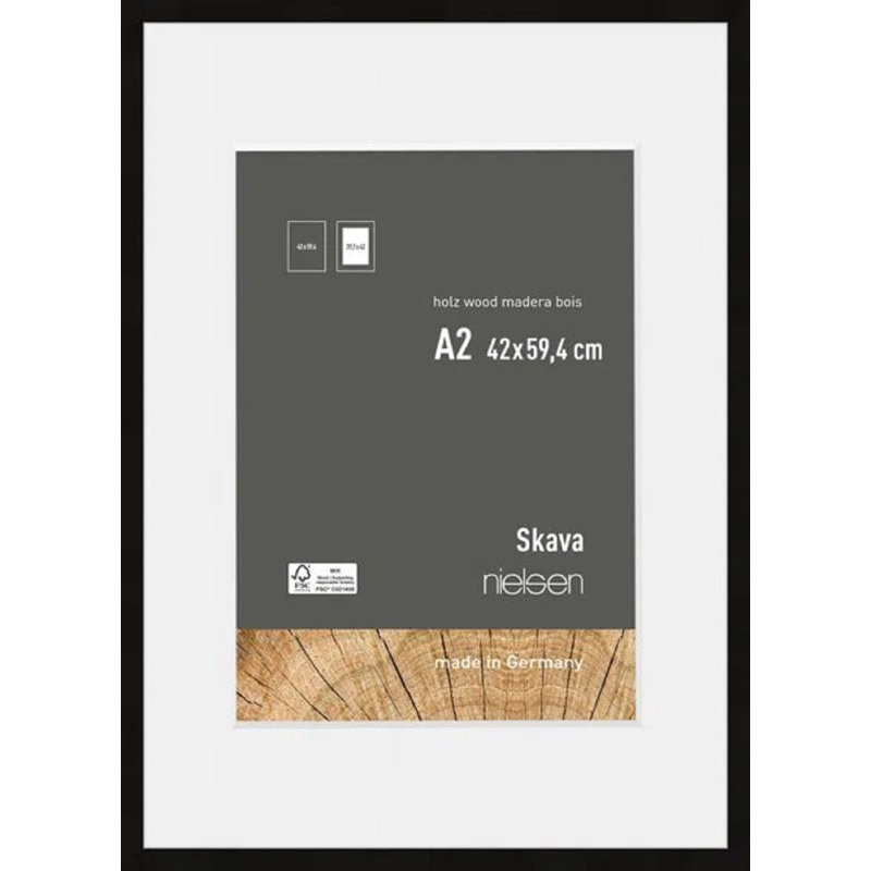 nielsen Skava Wooden Picture Frame, Black, 59.4cm H x 42cm W x 2cm D