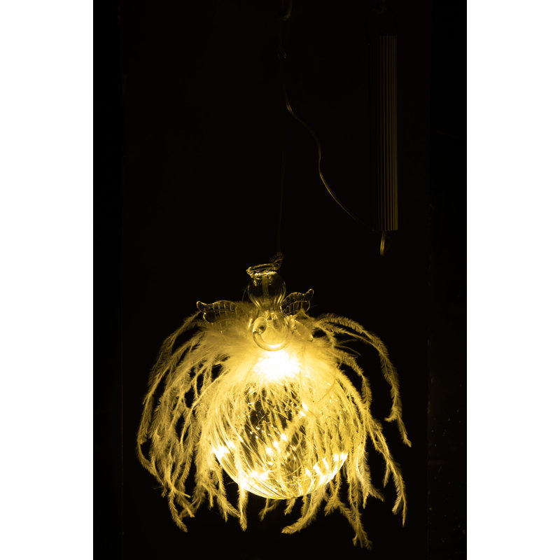 Christmas Solid Angel+Led+Feather Glass Baubles
