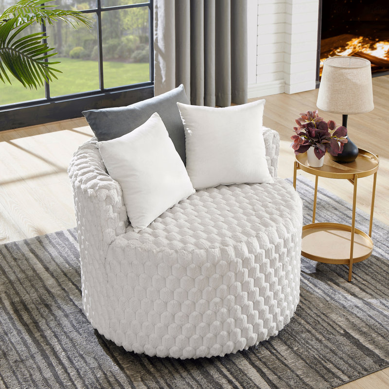 3D Upholstered Barrel Accent Basic Accent Chair With Wheels