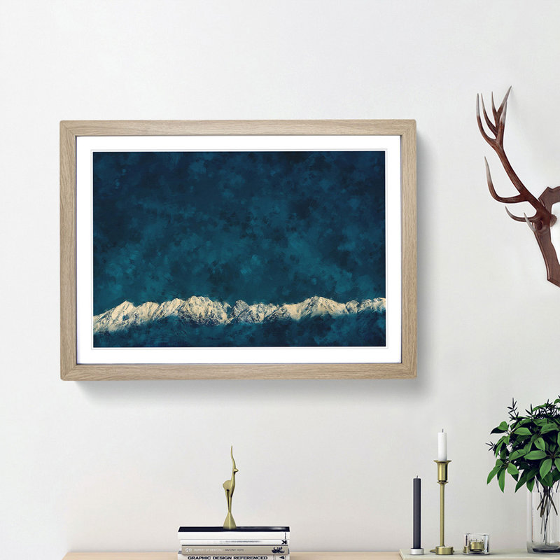 Light on the Mountain Top - Picture Frame Photograph Print, Oak Framed, 24cm H x 33cm W x 2cm D