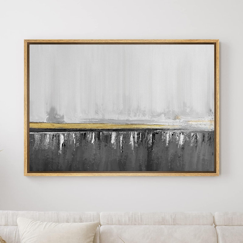 «Minimal Landscape IDEA4WALL», reproduction d'art sur toile encadrée, peinture à l'aquarelle or gris, collage, formes abstraites, illustrations, art moderne, éléments décoratifs colorés pour le salon, la chambre à coucher, le bureau, impression s