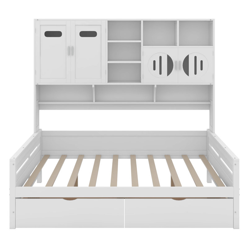 Lit de jour en bois avec tiroirs, Complet/Double, Blanc