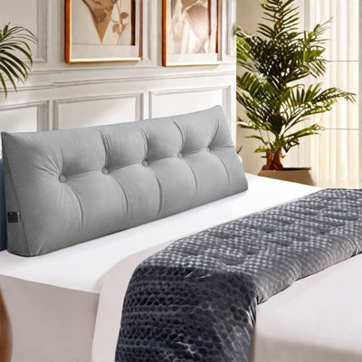 59" W Sit-up Back Headboard Wedge with Removable Cover, Reading Pillow, Back Support Triangular Backrest