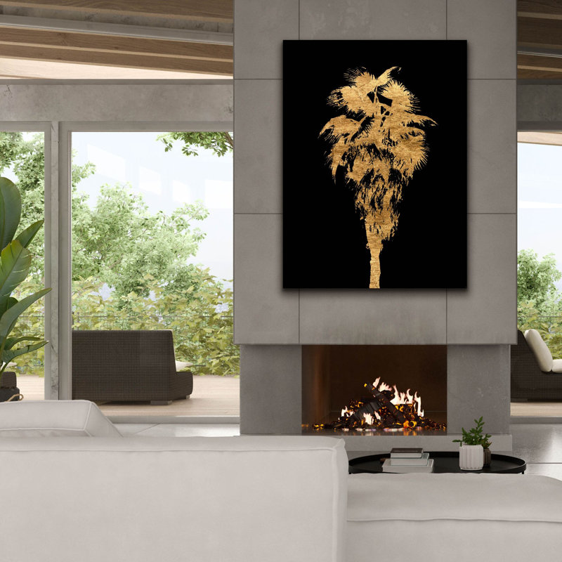 Toile épique «Golden Palm Tree 1» par Alonzo Saunders, 40 po x 54 po, H 54 po x l 40 po