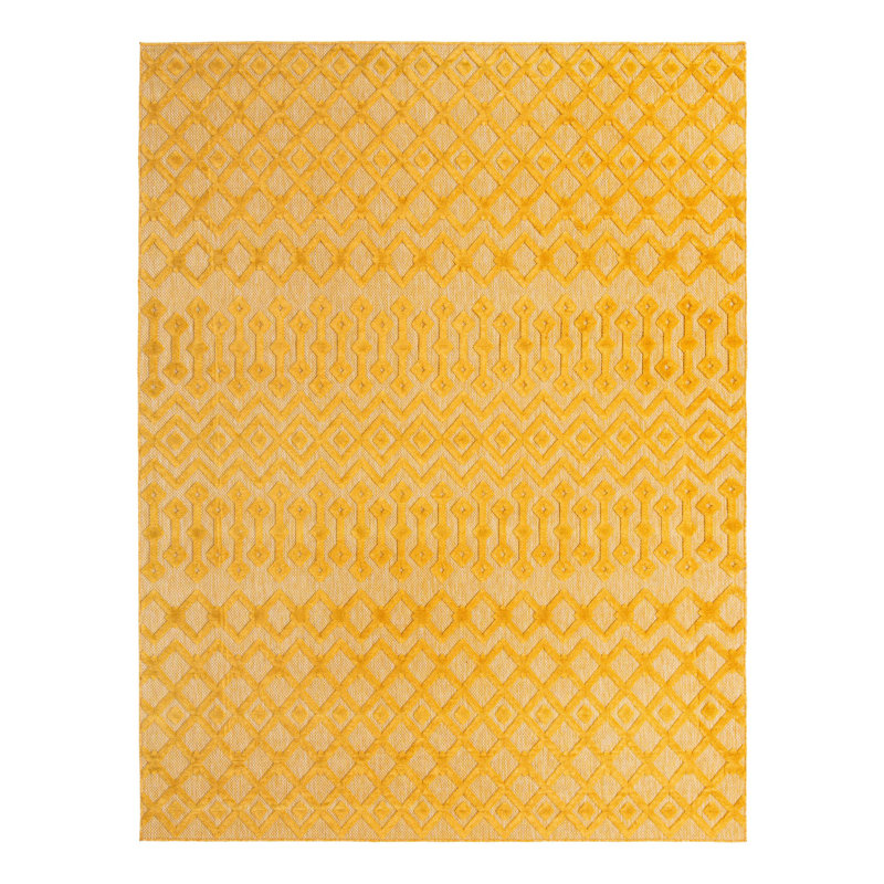 Tapis intérieur / extérieur jaune Gritton, Rectangle 9 pi x 12 pi