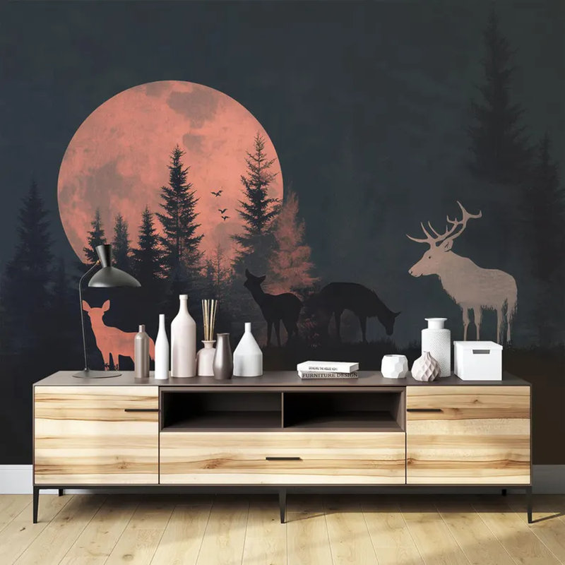 Mystique au clair de lune, forêt sauvage, L 96 po x l 108 po