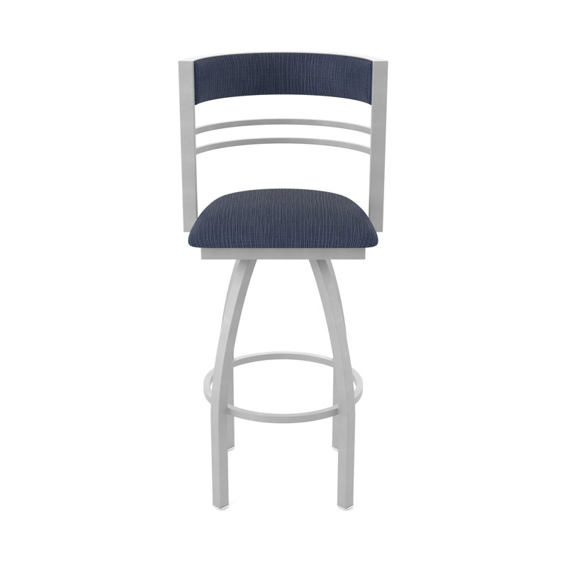 Hunter Swivel Stool, Nickel anodisé, Tabouret de comptoir (siège d'une hauteur de 25 p, Tissu-graphique ancre