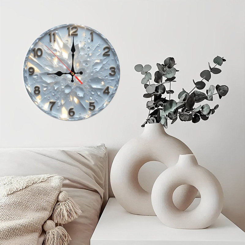 Horloge murale artistique en cristal avec motif de flocon de neige
