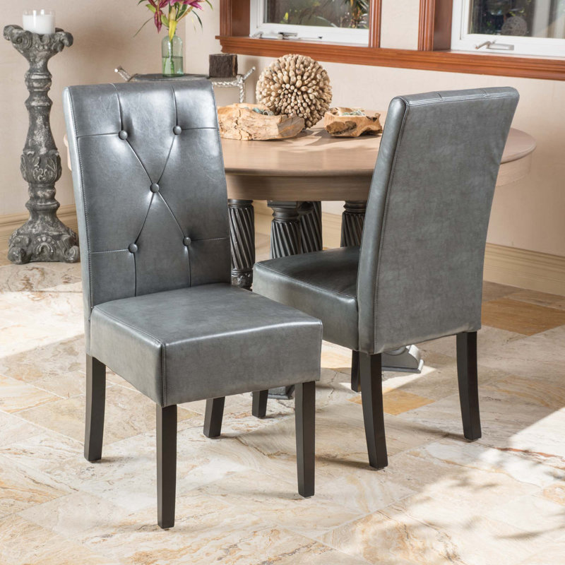 Chaise capitonnée pour salle à manger, cuisine, salon, chaise d'appoint, Gris foncé, Brun